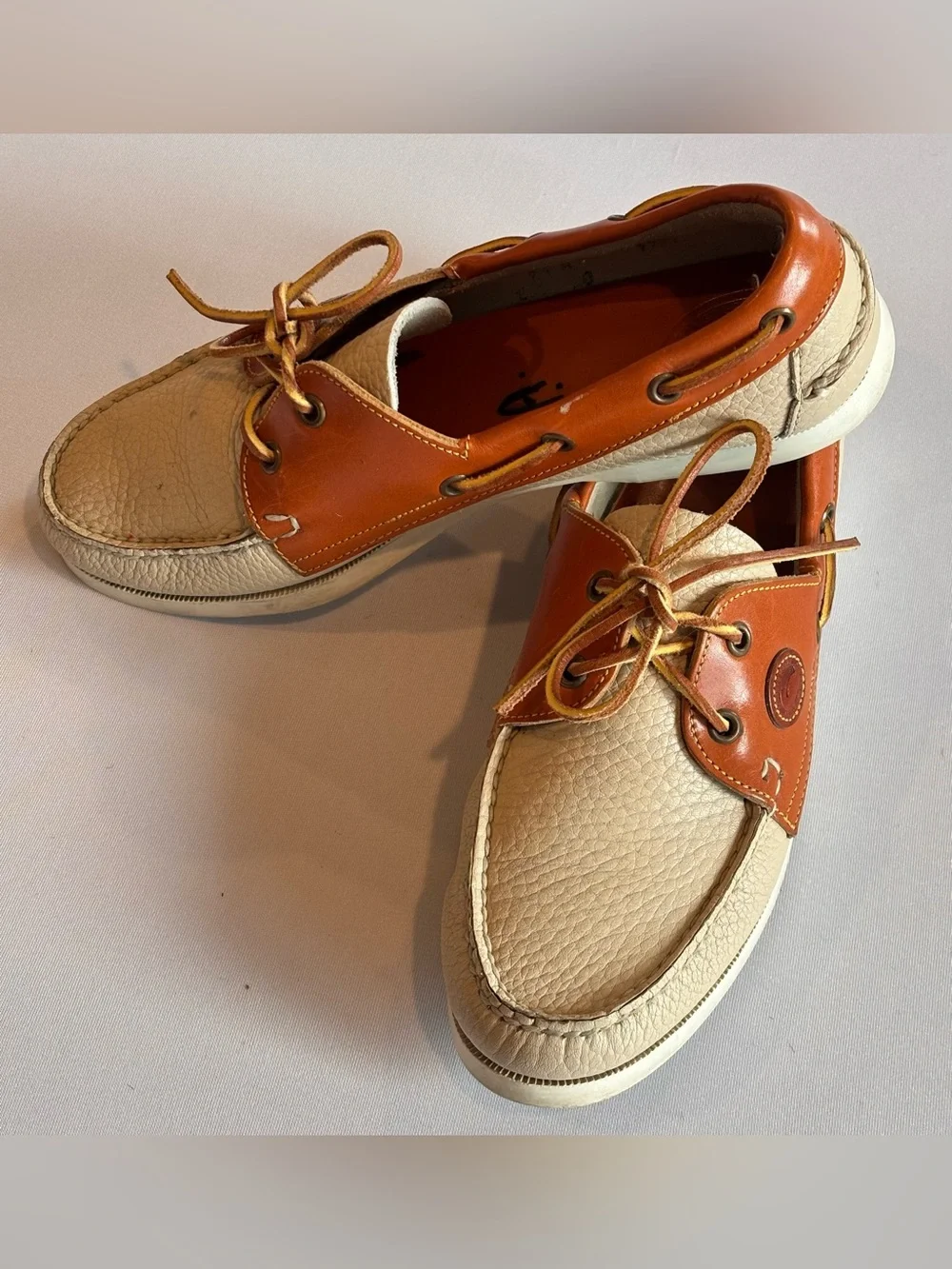 DOONEY & BOURKE Vintage Men's Two-Tone Tan Leather Boat Shoes
